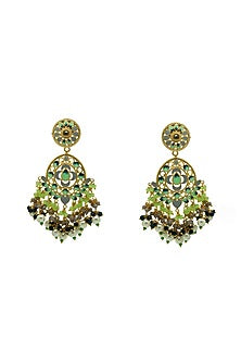 Gold Finish Beaded Enameled Meenakari Maang tikka Set