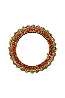 Gold Finish Jadau Ball Meenakari Enameled Bangle