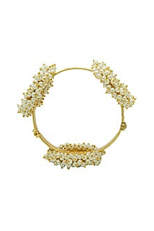 Gold Finish Pearl Meenakari Bangle