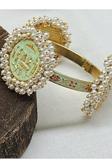 Gold Finish Pearl Meenakari Bangle