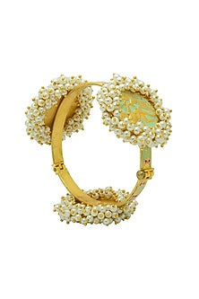 Gold Finish Pearl Meenakari Bangle