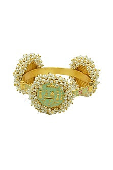 Gold Finish Pearl Meenakari Bangle