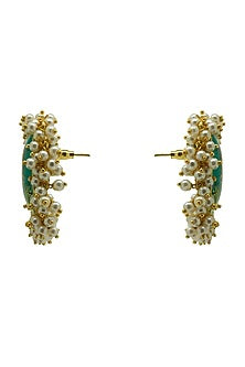 Gold Finish Hand Painted Krishna Stud Earrings