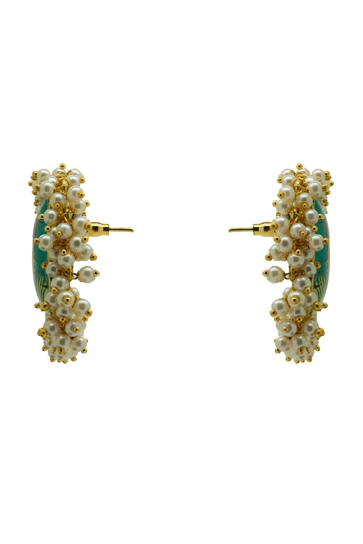 Gold Finish Hand Painted Krishna Stud Earrings