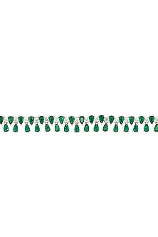 White Rhodium Finish Cubic Zirconia & Green Stone Necklace Set