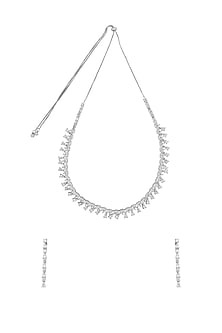 White Rhodium Finish Cubic Zirconia Necklace Set