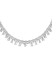 White Rhodium Finish Cubic Zirconia Necklace Set