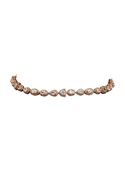 Rose Gold Finish Diamante Choker Necklace Set