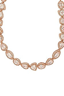 Rose Gold Finish Diamante Choker Necklace Set