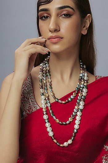 Multi-Colored Shell Pearl Layered Necklace