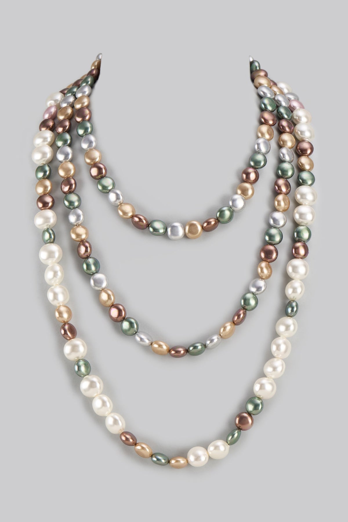 Multi-Colored Shell Pearl Layered Necklace