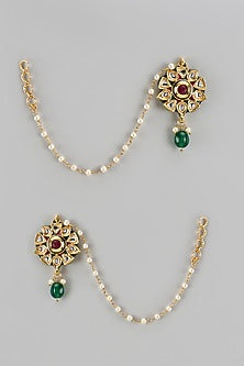 Gold Finish Kundan Polki Long Necklace Set
