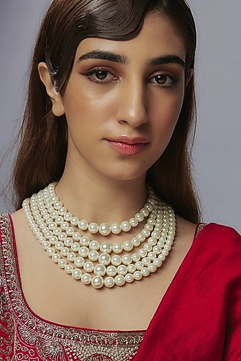 White Pearl Layered Necklace