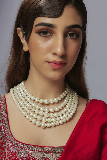 White Pearl Layered Necklace