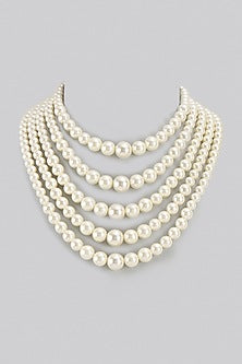 White Pearl Layered Necklace