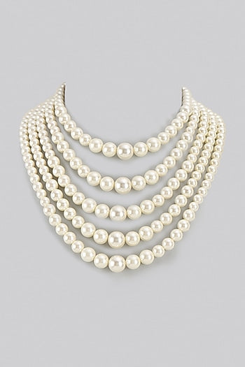 White Pearl Layered Necklace