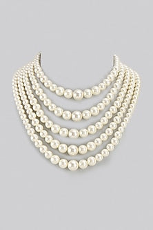 White Pearl Layered Necklace