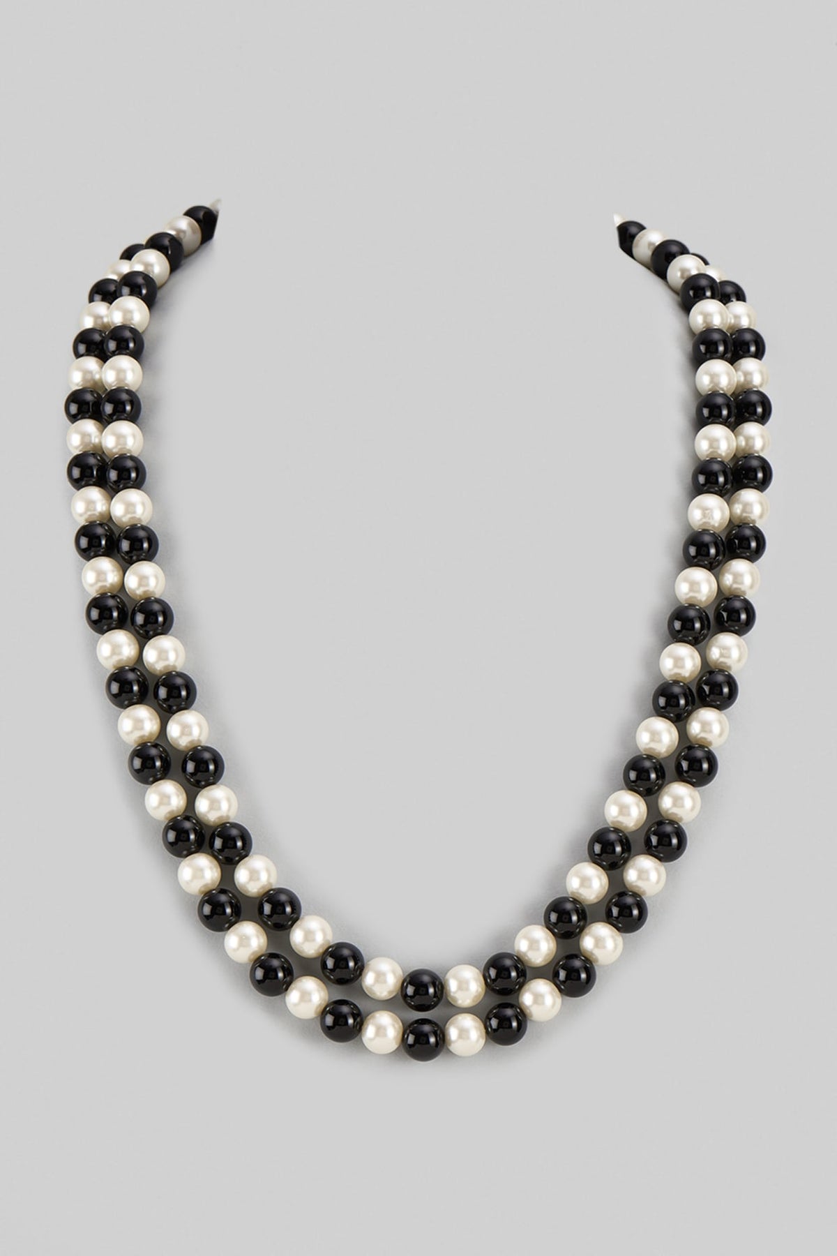 Multi-Colored Black Onyx & Shell Pearl Layered Necklace