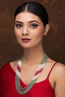 Green & Red Freshwater Pearl Long Necklace