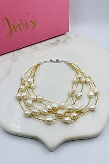 Golden Freshwater Pearl Choker Necklace