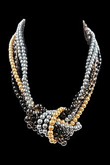 Black Onyx & Shell Pearl Knot Necklace