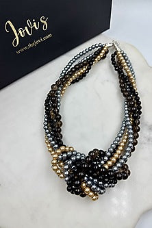 Black Onyx & Shell Pearl Knot Necklace