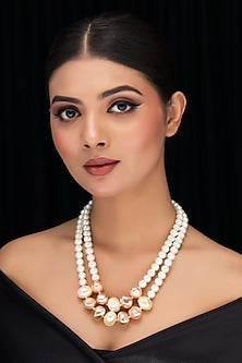 White Shell Pearl Layered Necklace