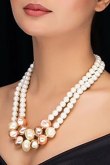 White Shell Pearl Layered Necklace