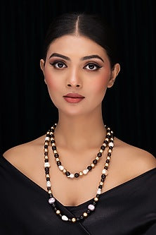 Freshwater Pearl & Smoky Topaz Long Necklace