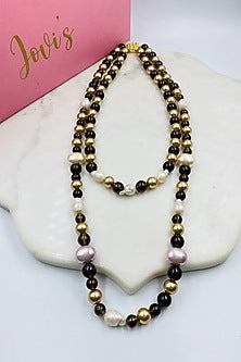 Freshwater Pearl & Smoky Topaz Long Necklace