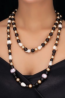 Freshwater Pearl & Smoky Topaz Long Necklace
