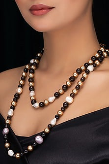 Freshwater Pearl & Smoky Topaz Long Necklace