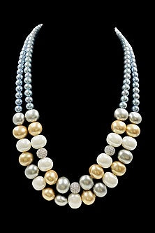 Grey Shell Pearl & Crystal Layered Necklace
