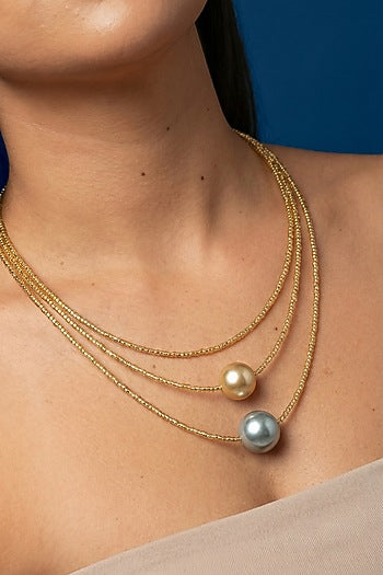 White Shell Pearl Layered Necklace