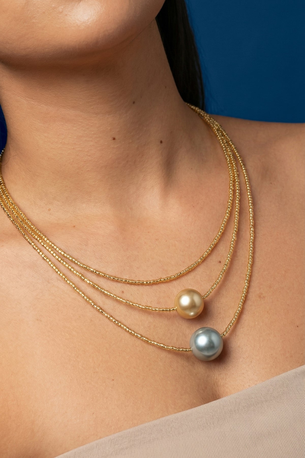 White Shell Pearl Layered Necklace