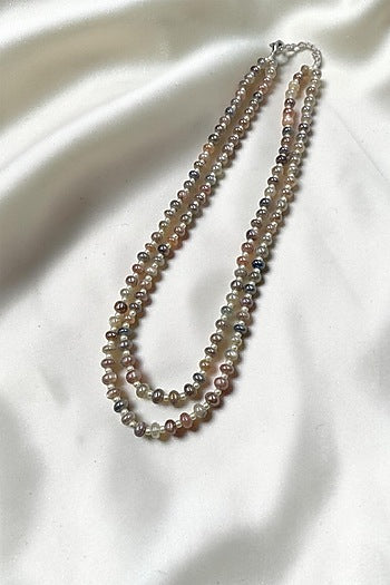 Grey Shell Pearl & Crystal Moonstone Necklace
