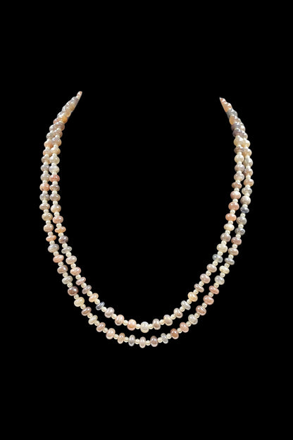 Grey Shell Pearl & Crystal Moonstone Necklace