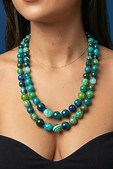 Dark Blue Beaded Layered Necklace