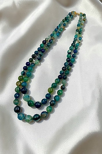 Dark Blue Beaded Layered Necklace