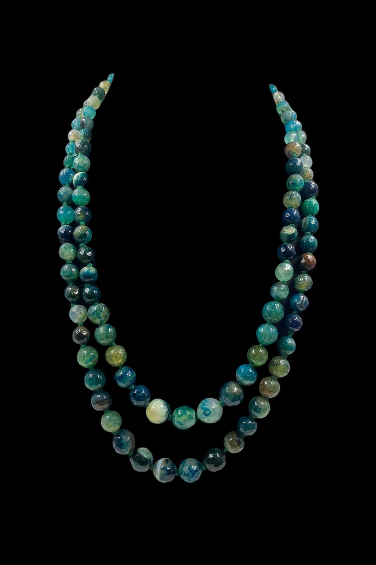 Dark Blue Beaded Layered Necklace