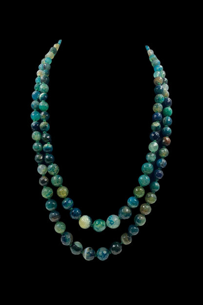 Dark Blue Beaded Layered Necklace