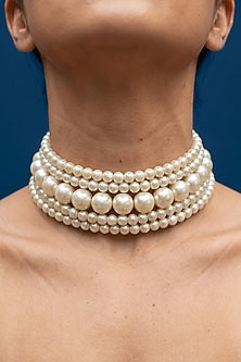 White Shell Pearl Choker Necklace
