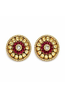 Gold Plated Moissanite & Ruby Stone Necklace Set