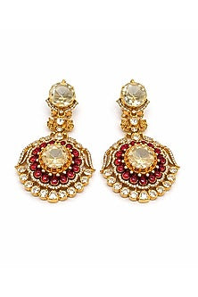 Gold Plated Moissanite & Ruby Stone Necklace Set