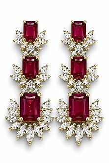 Gold Finish Ruby Doublet & CZ Stone Open Necklace Set