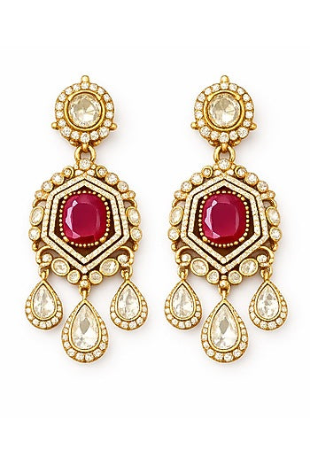 Gold Plated Moissanite & Ruby Doublet Necklace Set