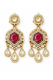 Gold Plated Moissanite & Ruby Doublet Necklace Set