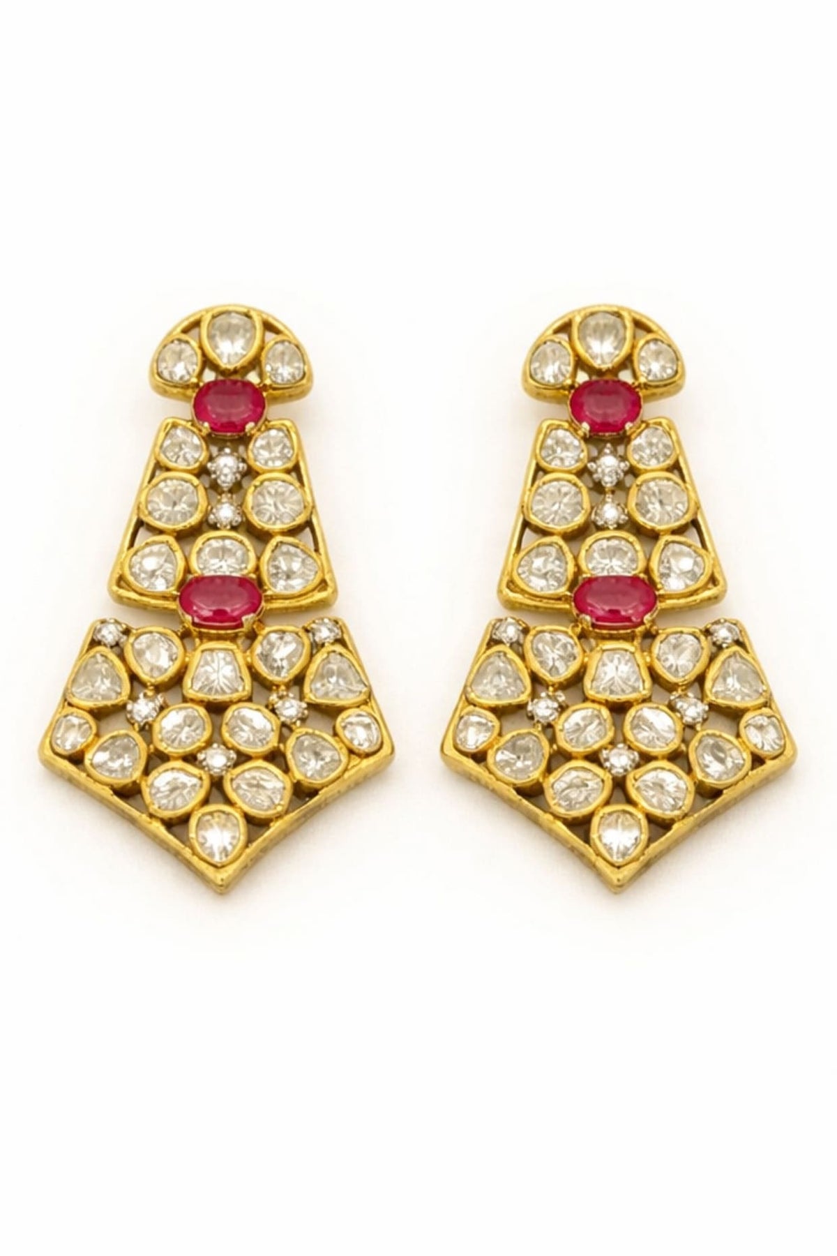 Gold Plated Moissanite & Ruby Doublet Necklace Set