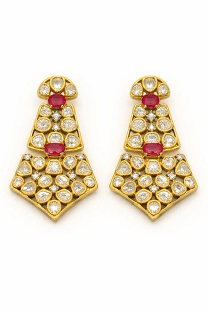 Gold Plated Moissanite & Ruby Doublet Necklace Set