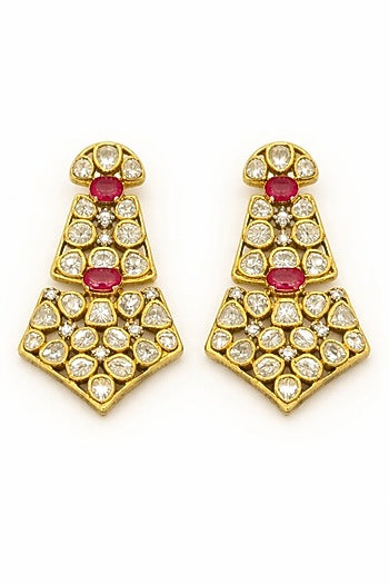 Gold Plated Moissanite & Ruby Doublet Necklace Set